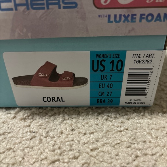 NEW SKECHERS CORAL FOOTBED CORK SANDALS RELAXED FIT  LUXEFOAM 1662282 WOMENS 10 - Picture 2 of 9